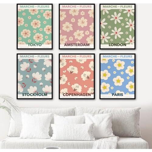 Modern Simple Fresh Flowers Retro Floral Wall Art Canvas Painting Nordic Posters And Prints Wall Pictures For Living Room Decor