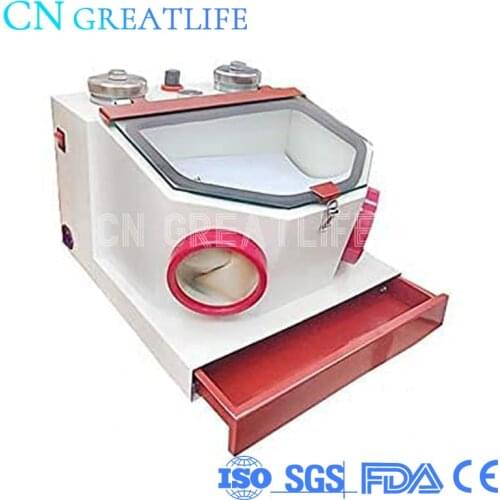 Dental Lab Equipment Twin Double Pen Sandblaster Sandblasting Dry Air Polisher Prophy Sandblasting Machine with Led and Drawer