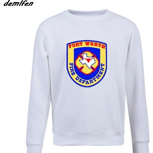 Spring Autumn Men O-Neck Fleece Sweatshirt Fort Worth Fire Departement Logo Hoodies Casual Coat Tops Harajuku Streetwear