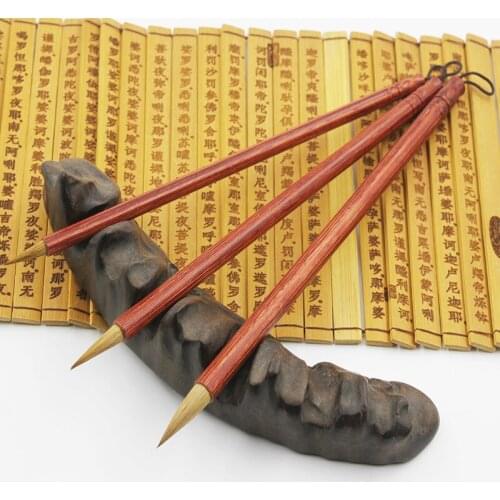 High-quality small script wolf hair brush calligraphy copy Heart Sutra fly head small script Redwood sandalwood Wolf Tail