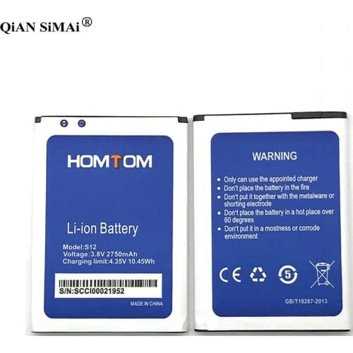 High Quality New Backup S12 Battery For Homtom S12 3.8V 2750mAh Replace Mobile Phone Batteries In Stock Recharge