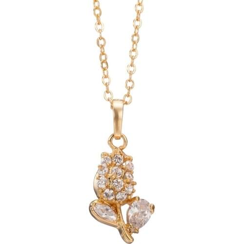 Rose Flower Pendant Necklace For Women Gold Color Boho Plant Vintage Necklaces Jewelry Fashion Party Gifts Christmas gift