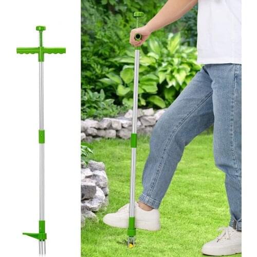 1m Root Remover Outdoor Weeder Portable Manual Garden Lawn Long Handled Aluminum Stand Up Weed Puller Lightweight