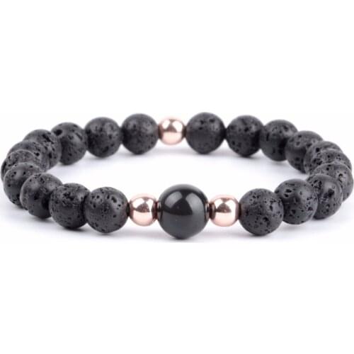 2019 Fashion Woman Bracelets Mens Bracelet & Bangles Jewelry Natural Stone Obsidian Beads Give Best Friend Gifst Free Shopping