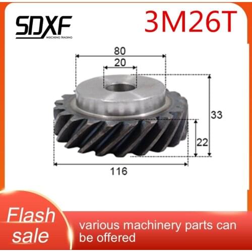 45 degree helical gear, 3M26T, right-hand super torque convex gear, can be matched with left helical gear