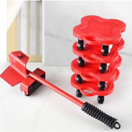 5pcs Wheel Bar Mover Device Max Up Furniture Transport Roller Set Move House Omnidirectional Wheels Rack Tools
