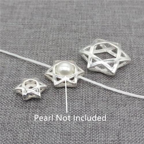 5pcs of 925 Sterling Silver Star of David Bead Frame Spacers for Bracelet