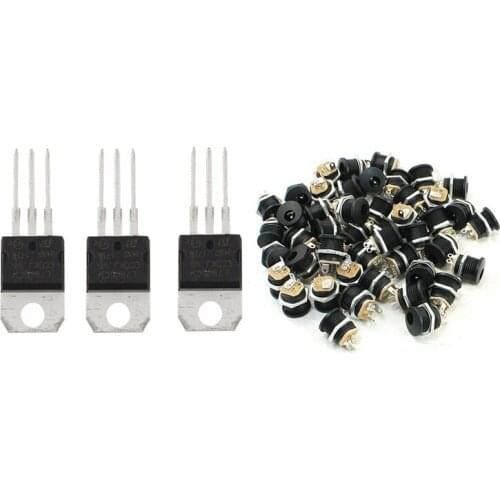 50 Pcs DC Power Plug DC-022 5.5-2.1mm Hole Threaded Nut Panel Mounting & 50Pcs LM7805 L7805 7805 TO-220 Voltage Regulator IC New