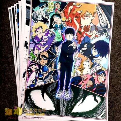 8Pcs Anime Mob Psycho 100 Picture Posters Figures Poster 42x29cm Toys for Wall Home Decoration Kids Adult Gift