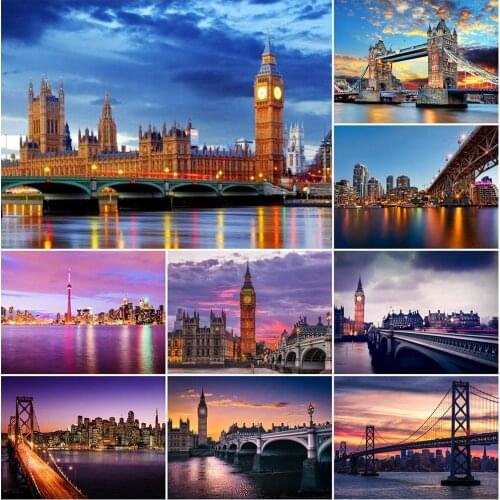 5D Diamond Painting Bridge Full Drill Diamond Embroidery City Picture Of Rhinestone Landscape Wall Art Home Decoration Gift