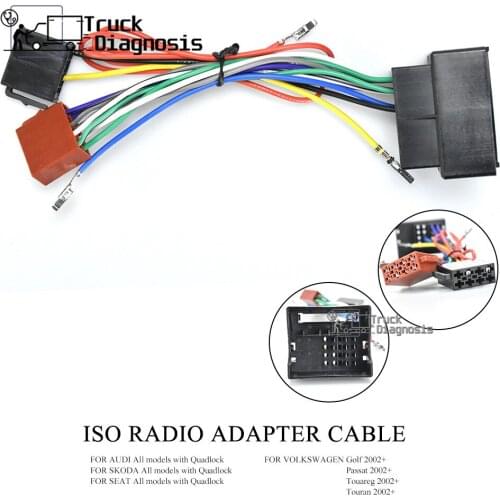 Car Stereo ISO Wiring Harness Radio Plug For Passat Tou-areg Touran Audi Skoda Seat Lead Loom Wire Cable Adapter 12-025
