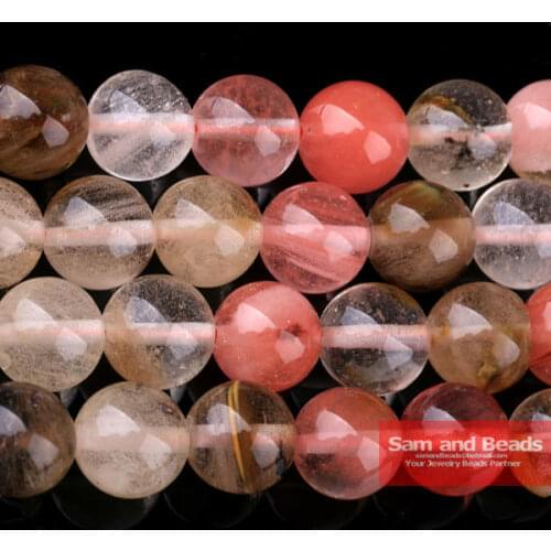 Free shipping Natural stone Colorful Volcano Cherry Quartz Round loose Beads 16" strand, 4 6 8 10 12mm Pick size VCQB01