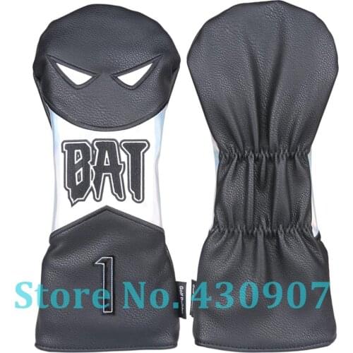 1pc Black PU Leather with BAT & 1 Embroidery Golf Club Driver Head Cover Golf Driver Wood Headcover