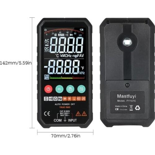 FY107C LCD Digital Multimeter High Accuracy Universal Meter Smart Measure Meter AC/DC Testing Auto Ranging Tester R7UB