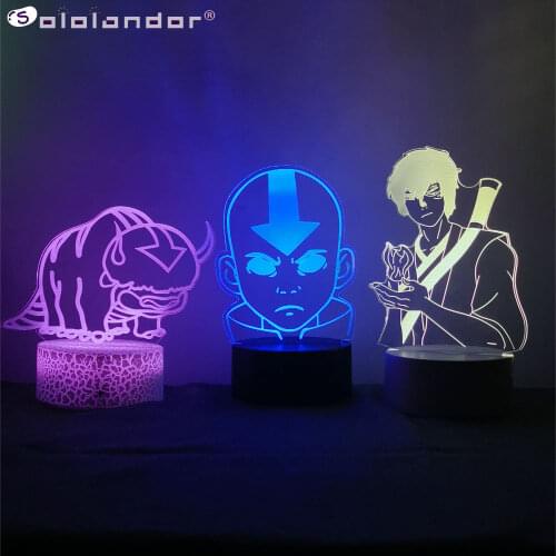 Colorful Acrylic 3d Lamp Avatar The-Last-Airbender Night light for Kids Child Room Decor The Legend of Figure Table Night Lights