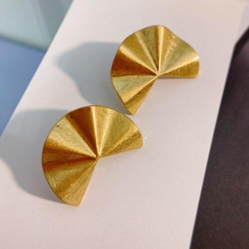 Fan style do old gold plated drape earrings stud with silver 925 pin hypoallergenic earrings jewelry