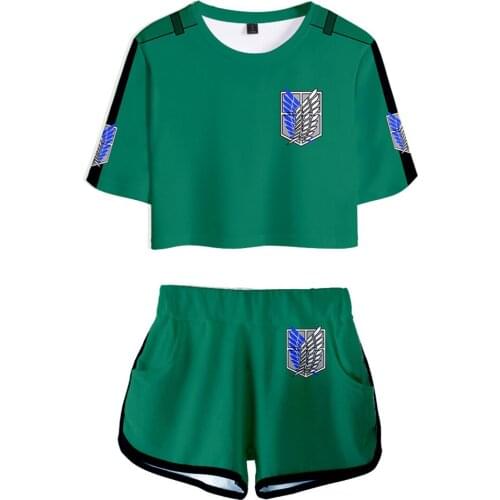 Attack on Titan Cosplay Costume Girls boy Jersey Sports Wear Uniform Two Piece Sets