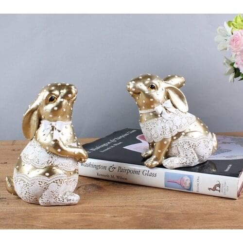 Nordic Ins Creative Cute Lace Rabbit Figurine Bedroom Living Room Porch Home Decoration Office Desk Ornaments Crafts Gifts