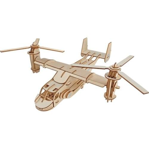 Creative DIY 3D Airplane Puzzle Osprey Aircraft Wooden Puzzle Game Assembly Toy for Adults Boys with 51 pcs