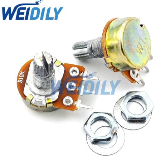 5PCS/LOT WH148 B10K 10K Linear Potentiometer 15mm Shaft With Nuts And Washers Single Joint 3 pin Knob Switch Potentiometers