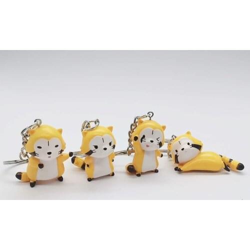 Cartoon cute and cute little raccoon keychain 3D stereo funny cartoon anime doll key chain gift