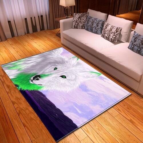 Cartoon Animal 3D Wolf Printed Big Carpets For Living Room Home Area Rug Kids Bedroom Crawl Soft Flannel Carpet Child Play Mats