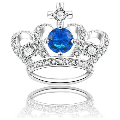 Mytys Princess Tiara Crown Brooch Pins High Level Cubic Zircon Elegant Pin for Coat Sweater Suits Dresses Collar Decoration X342