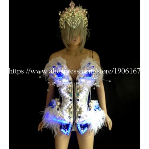 Newest Led Performance Fashion Show Costumes DJ Clothes Ballroom Luminous Evening Dress Growing Female Warrior Armor Singer