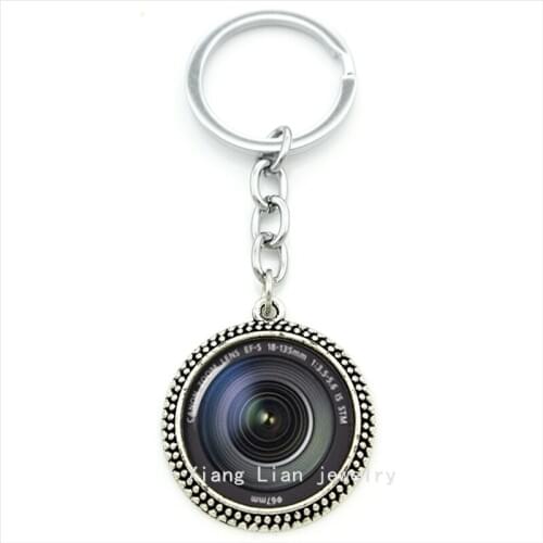 2016 New DSLR Lenses camera art pendant keychain glass cabochon ring jewelry key chain Lens Photography friend gift T371 T372