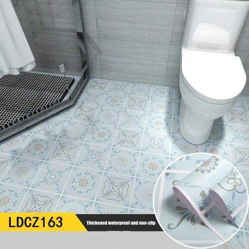 Bathroom Wallpapers Waterproof And Non-Slip Thick Vinyl Wear-Resistant Ceramic Tile Home Wall Stickers Kitchen Floor Room Decor