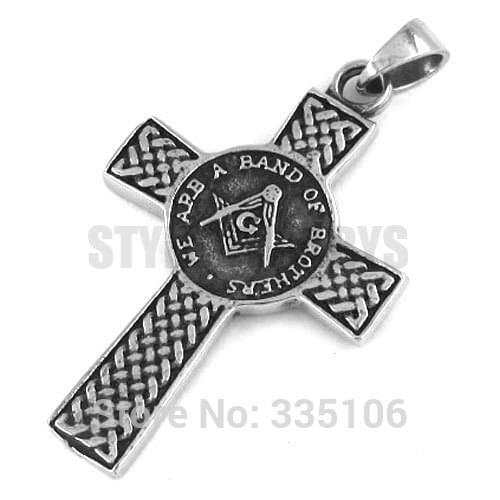 Wholesale Masonic Pendant Celtic Knot Cross Pendant Stainless Steel Jewelry Religious Virgin Mary Biker Men Pendant SWP0246A