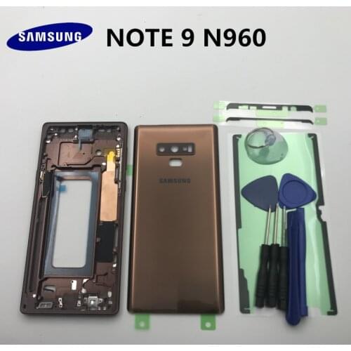 Original Full Housing Case Middle Frame+Rubber Seal Back Cover+SIM Card Replacement Parts For Samsung Galaxy NOTE 9 N960 N960F