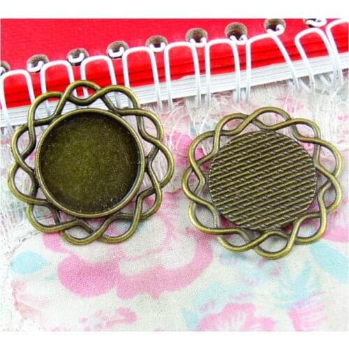20pcs 20mm Inner Size Antique Bronze Plated Tray Base Setting Charms Pendant Diy Jewelry Accessories