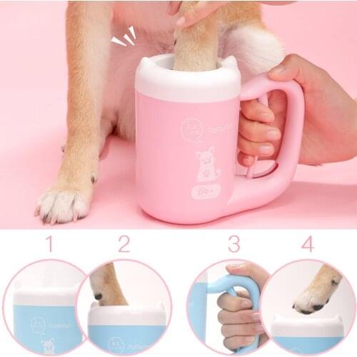 Outdoor Portable Pet Pog Paw Cleaner Cup Soft Silicone Foot Washer Clean Dog Paws One Click Manual Quick Feet Wash Cleaner