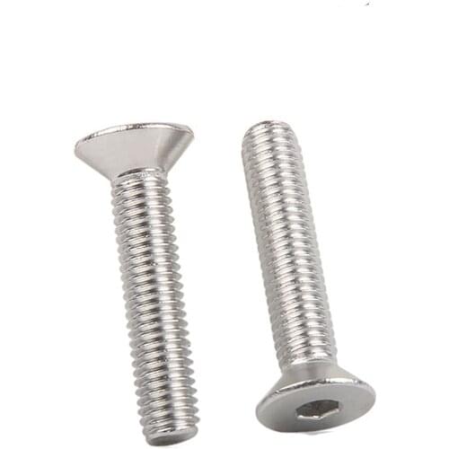 M3/M4 Flat head countersunk 304 Stainless Steel Hex Socket Head Cap 100PCS/50PCS Screw Bolts 4mm/5mm/6mm/8mm/10mm/12mm/16mm
