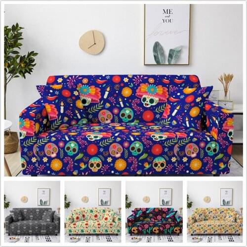Skull Pattern Slip-Resistant Sofa Covers Seat Couch Covers Sofa Towel Elastic Sofa Cover All-Inclusive High Quality Sofa Cover