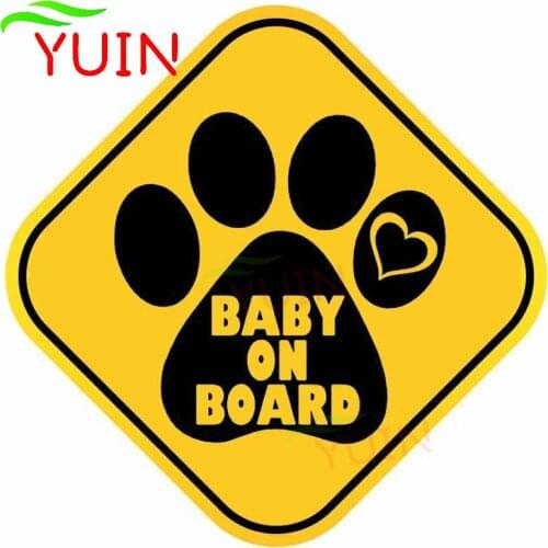 BABY ON BOARD Car Sticker Fashion Love Dog Paw Print Decals Cars Accessories PVC Decoration Waterproof Sunscreen Decal 15*15cm