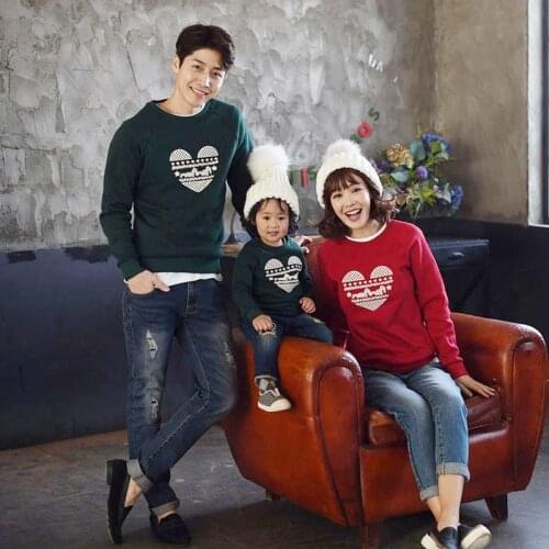 Parent Child Outfits Clothing-Set T-Shirts Autumn Winter Plus velvet Long sleeve Sweatshirt Casual Cotton Baby Mommy And father