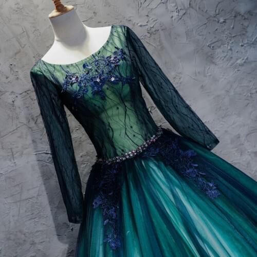 Luxury long sleeve dark green ball gown long dress vintage medieval dress Renaissance princess Victoria dress
