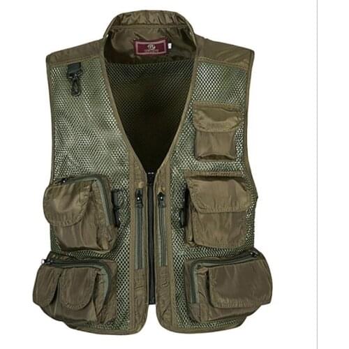 Outdoor Multi-pocket Mesh Breathable Summer Vest Photographer Fishing Hiking Waistcoat Multi-functional Tactical Men Jacket