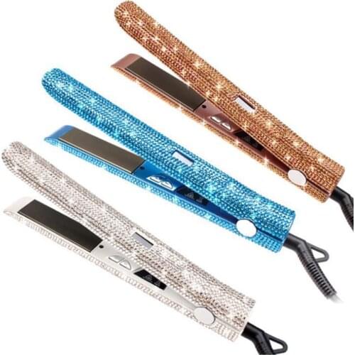 LCD Display Bling Titanium Flat Iron Straightening Irons Salon Rhinestone hair straightener