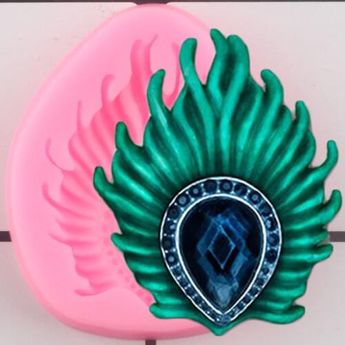 3D Gem Feather Cake Border Silicone Mold Cake Decorating Tools Cupcake Topper Fondant Mold Party DIY Candy Clay Chocolate Molds