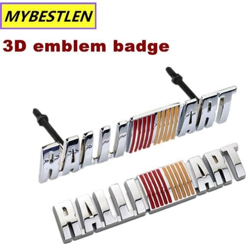 Car Styling 3D Metal Ralliart Chrome Car Front Grille Sticker Emblem Badge Car Decal For MITSUBISHI LANCER PAJERO OUTLANDER ASX