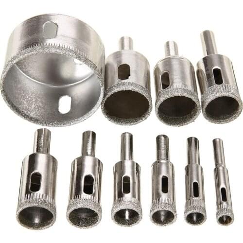 10Pcs Diamond Coated Drill Bits Hole Saw Holesaw Glass Granite Tile Cutter Masonry Drilling Tool