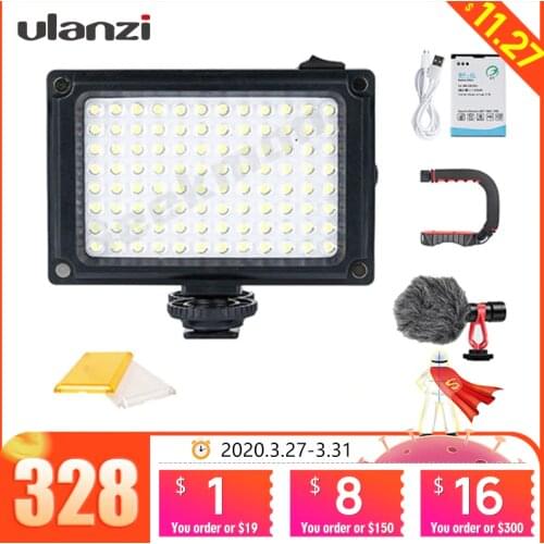 Ulanzi Mini LED Video Light Photo Lighting on Camera Hotshoe Dimmable LED Lamp for Canon Nikon Sony DSLR Youtube Vlogger Gimbal