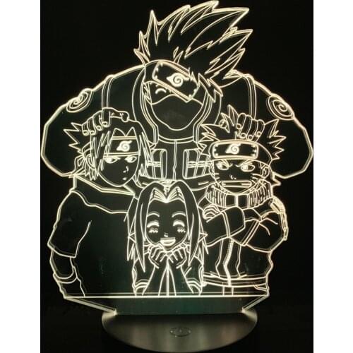 Naruto 3D Night Light LED Lamp Uzumaki Naruto Lampara Hatake Kakashi Haruno Sakura Uchiha Sasuke Manga Desk Lights Home Decor