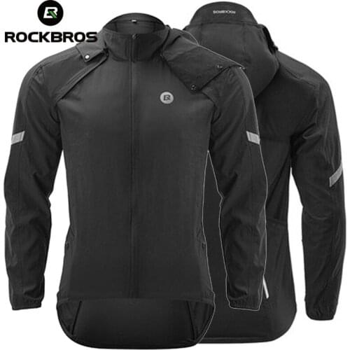 ROCKBROS Reflective Men Cycling Jacket Vest Removable Tops Windproof Bicycle Coat Jersey Bike MTB Jacket Windbreaker Clothing