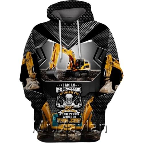 Excavator 3D Printed Metal Armor Hoodie men/women Hoodies Casual Sweatshirts Unisex Streetwear Jacket Boys Coat ropa hombre 5XL