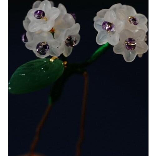 Classical Handcraft Hydrangea Branch Bouquet Flowers Wedding Headpieces U Shaped Hairpins Clips Meatball Head Hair Jewelry