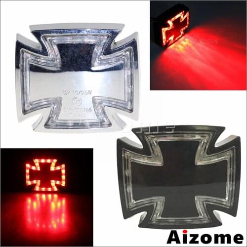 Universal Motrocyel Cross LED Tail Light 12V 1/0.5W E11 Brake Stop Lamp Running License Plate Light For Harley Cafe Racer Bobber